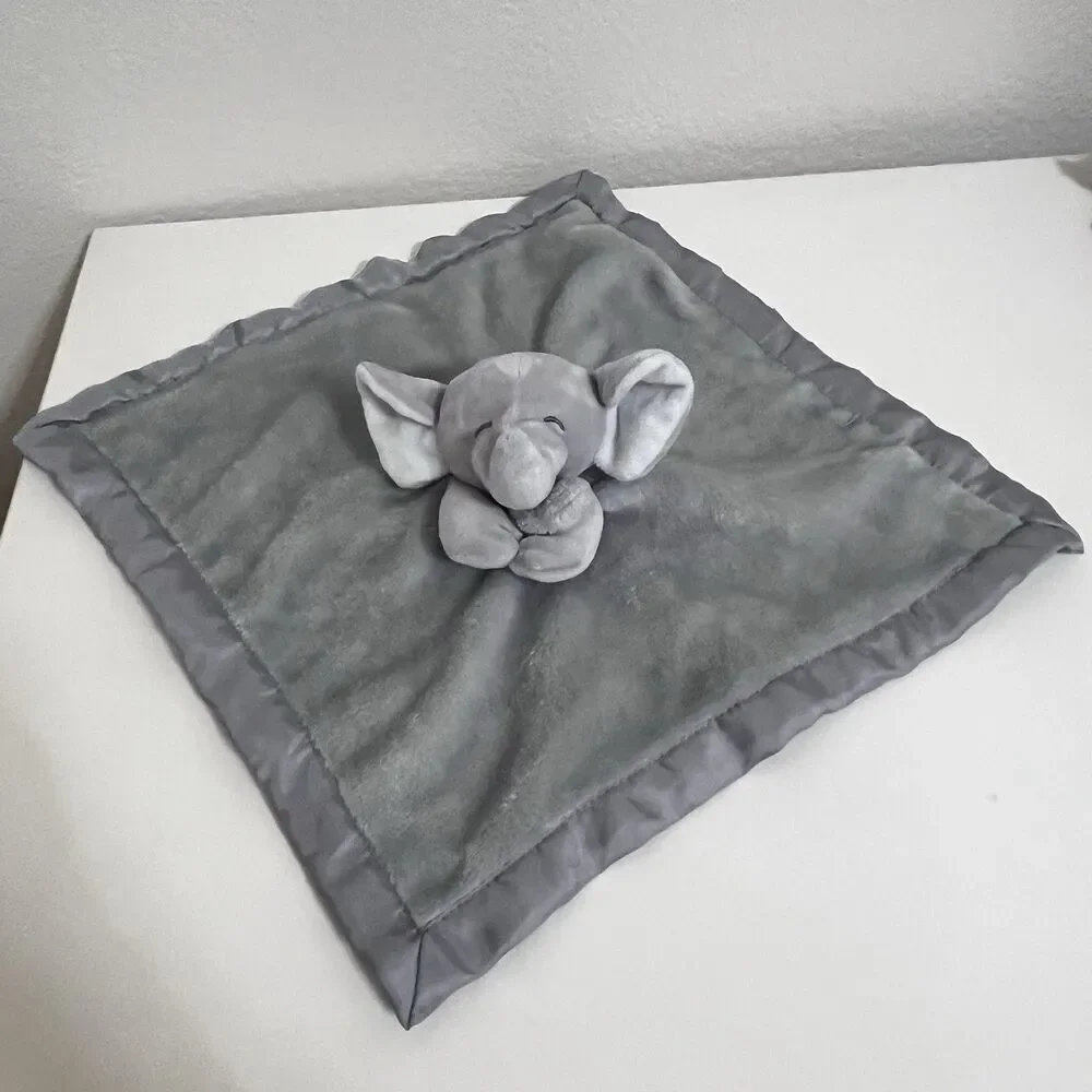 Carter's Gray Elephant Security Blanket Lovey Lovie Satin Trim Backing 2016